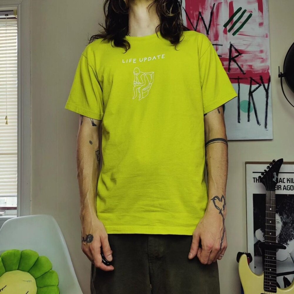 Authentic 'Supreme' Gonz designed life update graphic yellow t shirt men's large